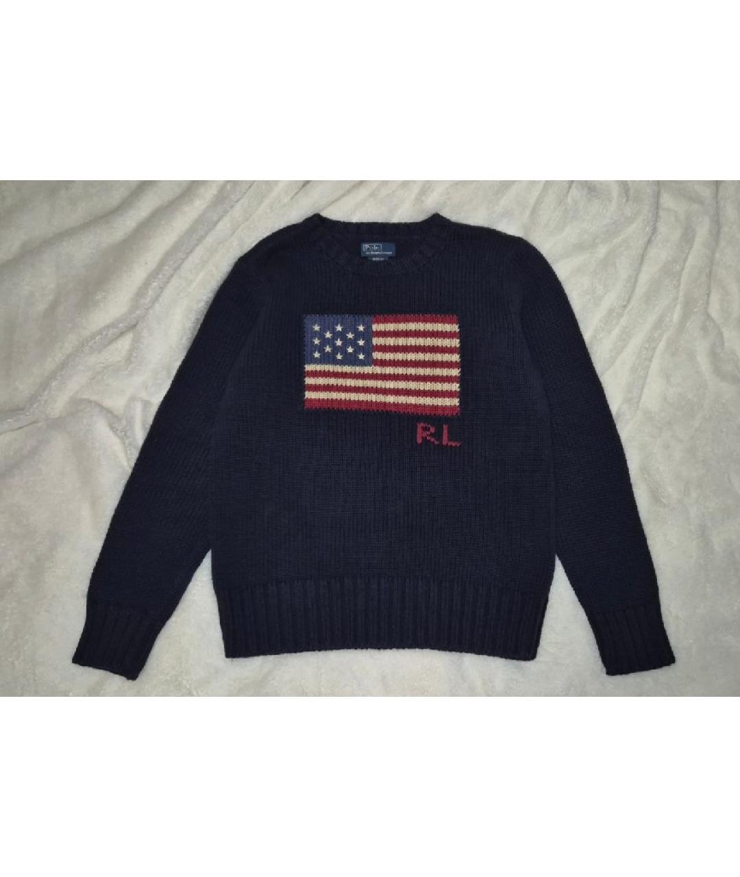 POLO RALPH LAUREN Темно-синий хлопковый джемпер / свитер, фото 6