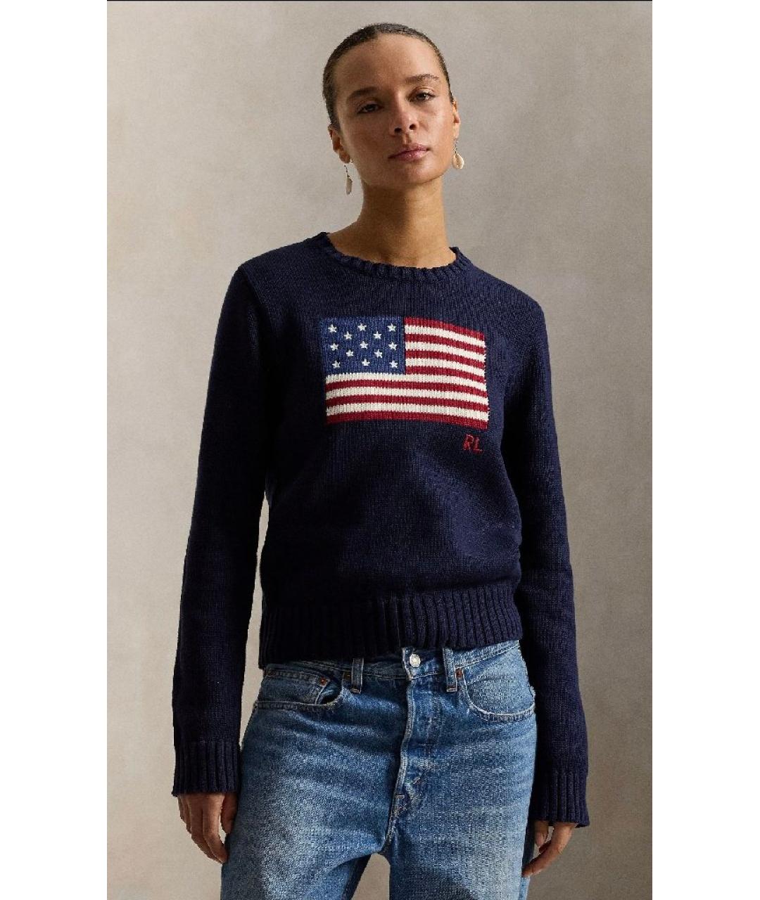 POLO RALPH LAUREN Темно-синий хлопковый джемпер / свитер, фото 5