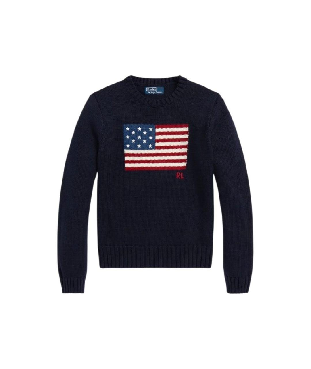 POLO RALPH LAUREN Темно-синий хлопковый джемпер / свитер, фото 10