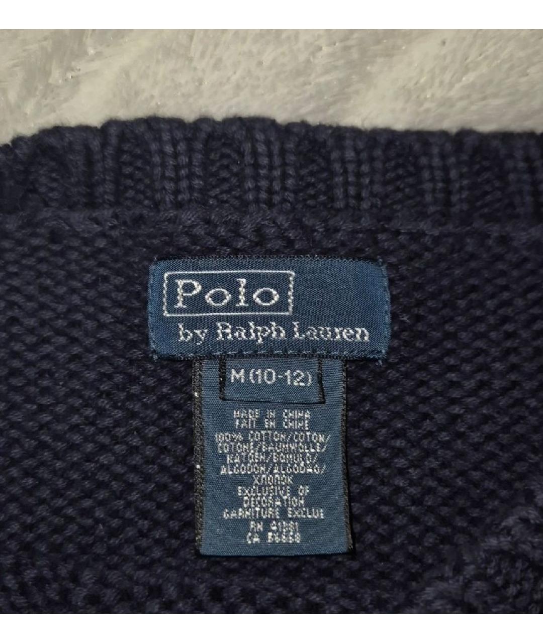 POLO RALPH LAUREN Темно-синий хлопковый джемпер / свитер, фото 3