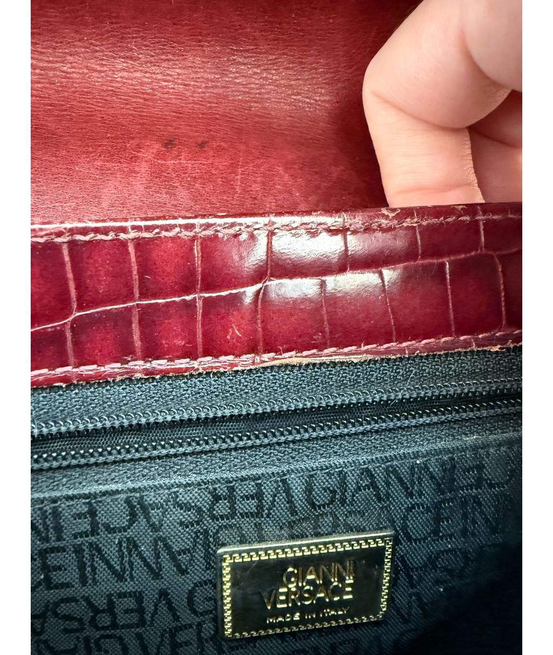 VERSACE Бордовая кожаная сумка через плечо, фото 4