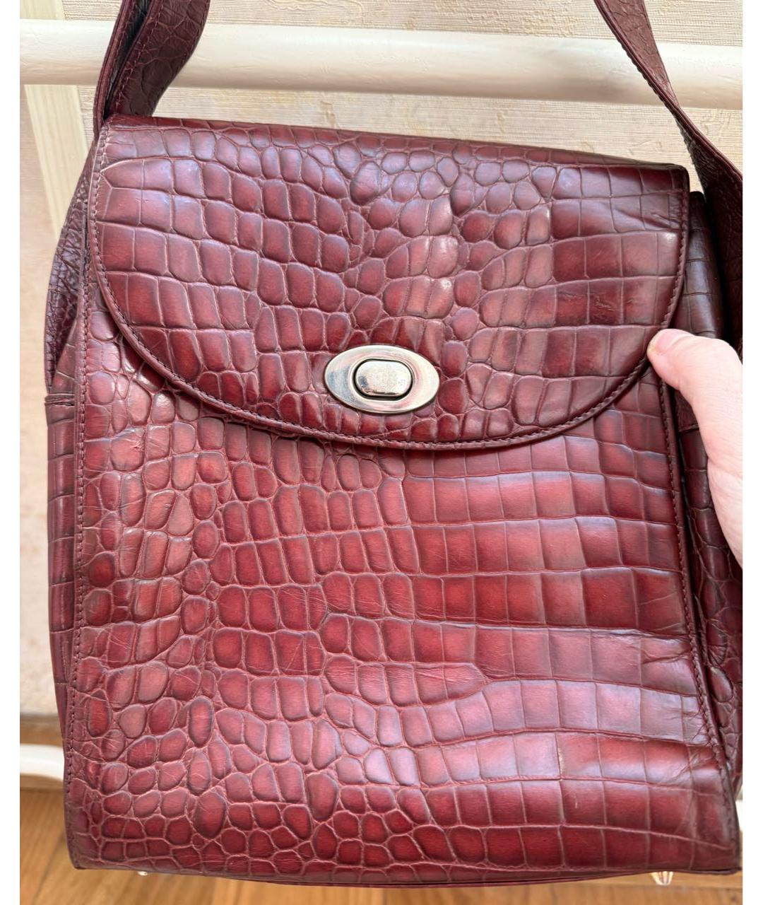 VERSACE Бордовая кожаная сумка через плечо, фото 3