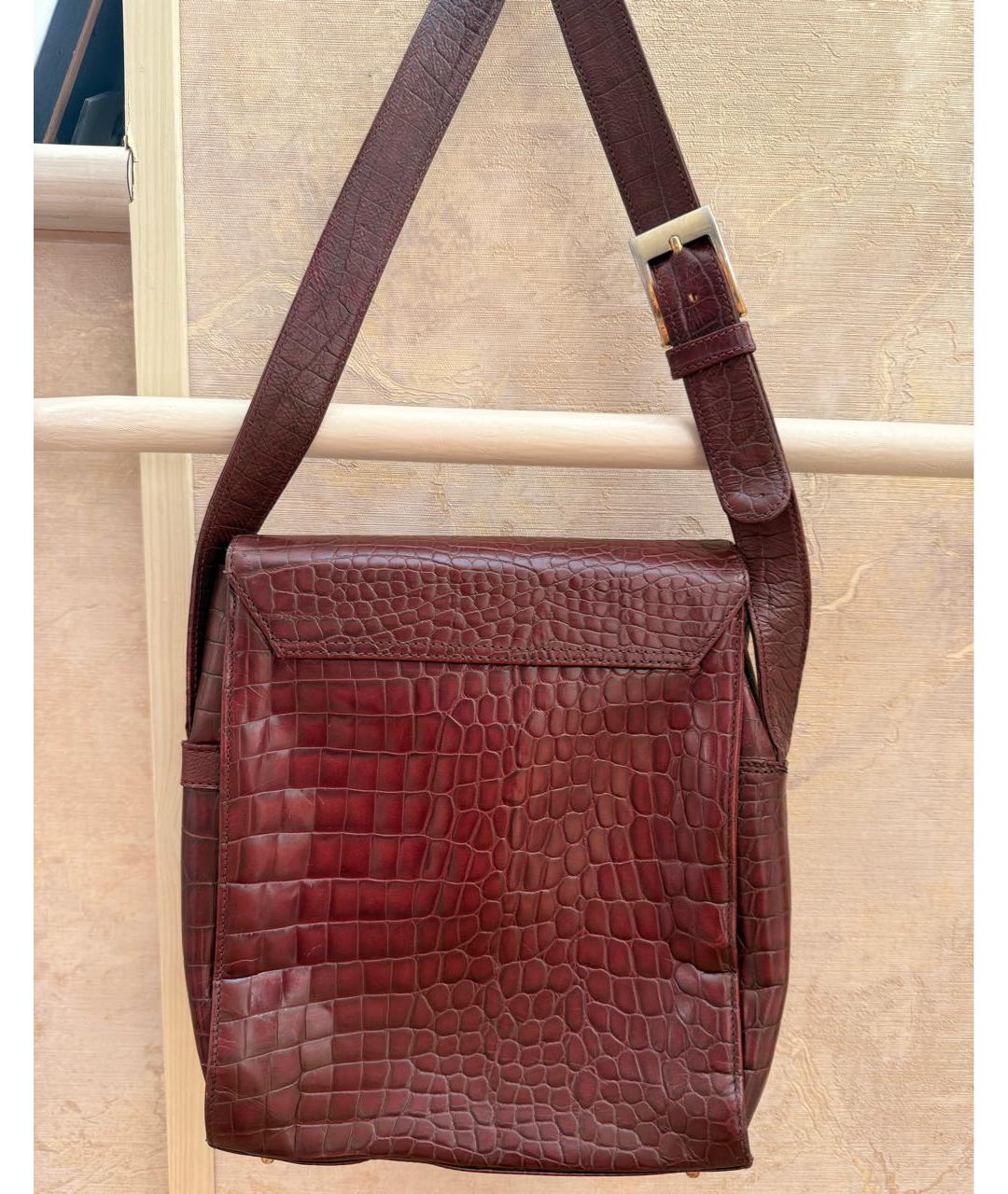 VERSACE Бордовая кожаная сумка через плечо, фото 2