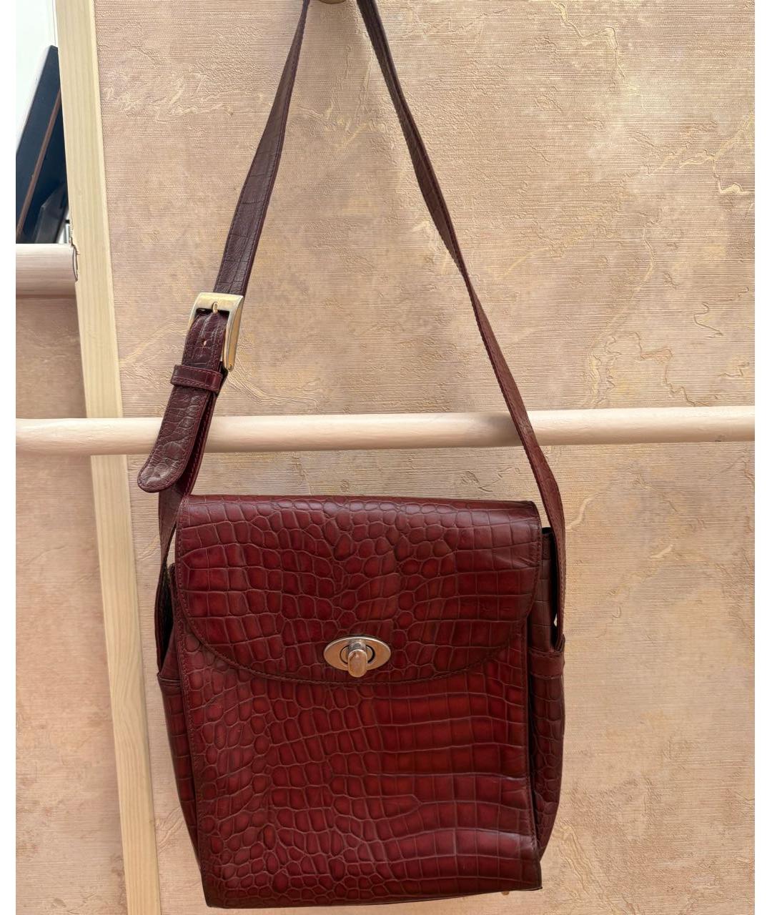 VERSACE Бордовая кожаная сумка через плечо, фото 5