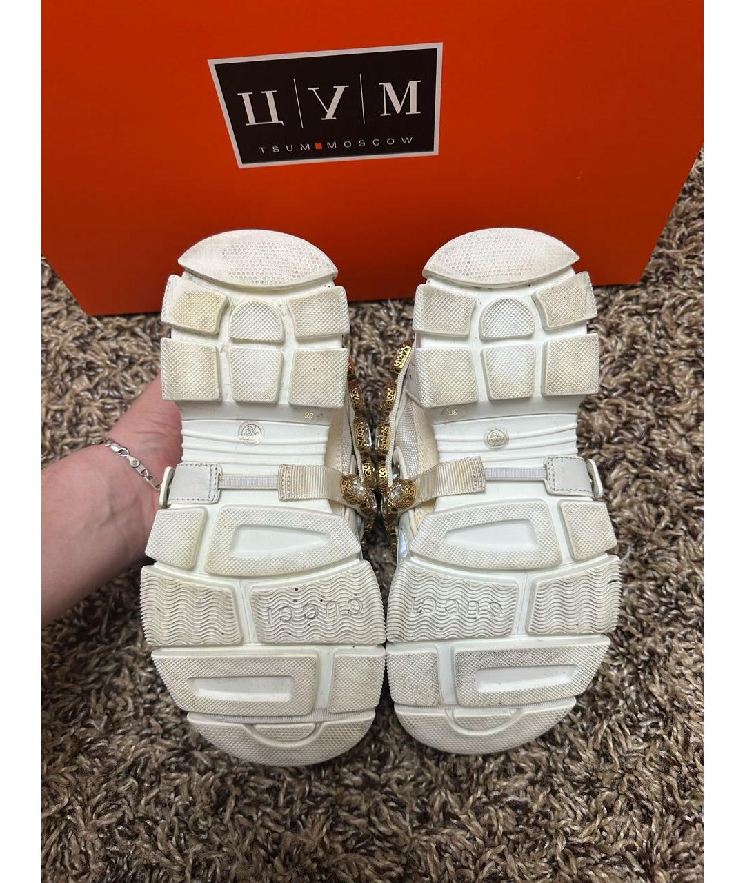GUCCI Белые текстильные кроссовки, фото 7