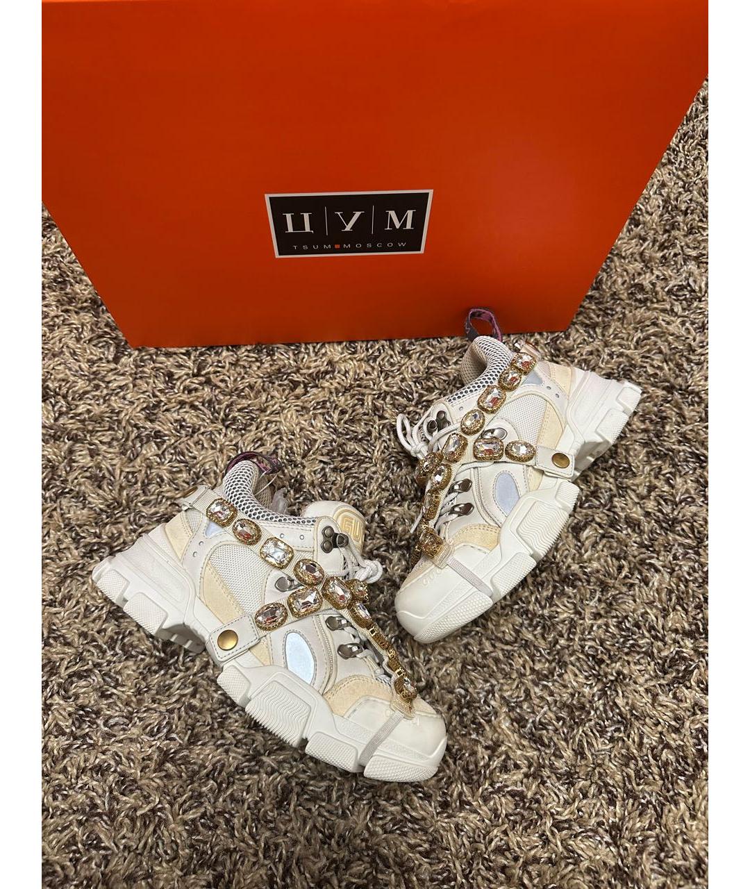 GUCCI Белые текстильные кроссовки, фото 2