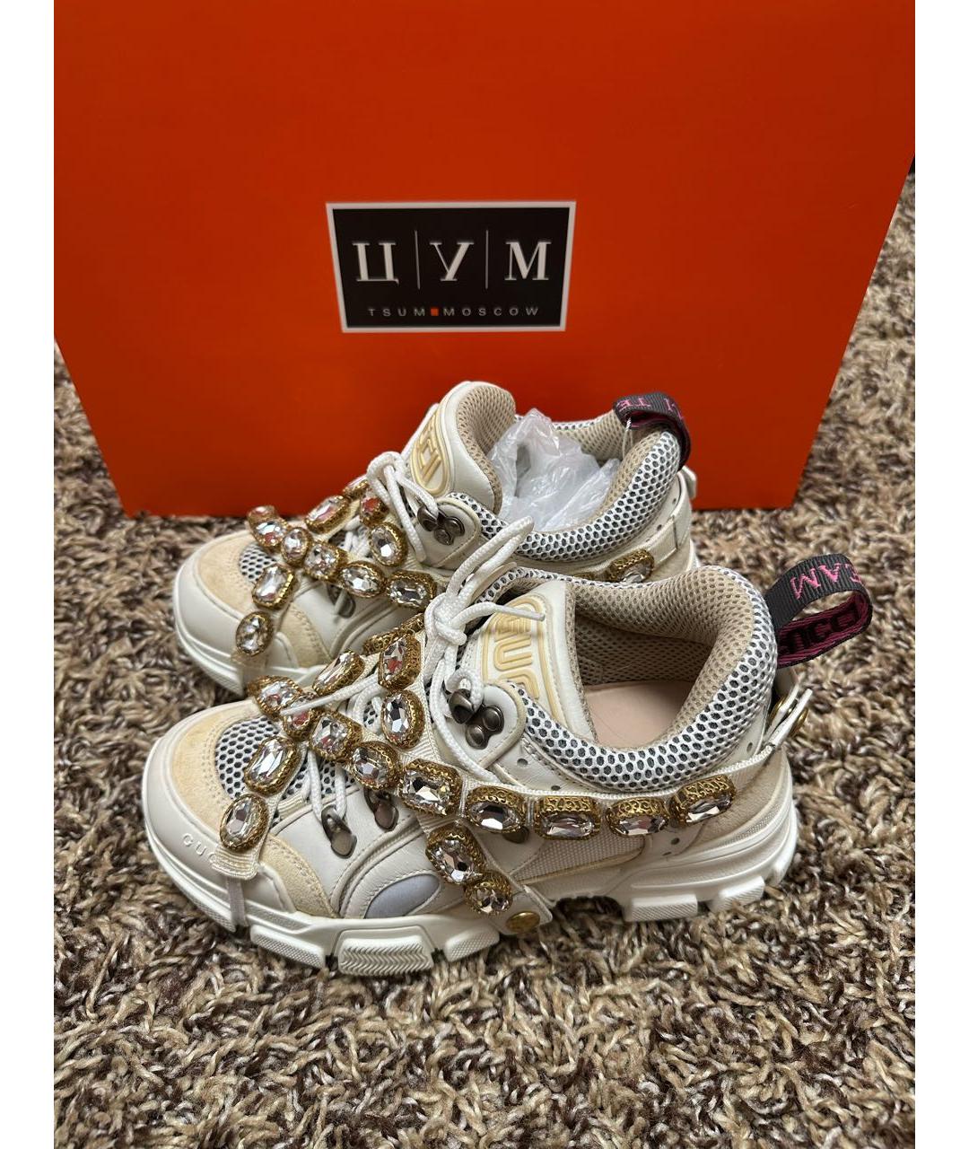 GUCCI Белые текстильные кроссовки, фото 3