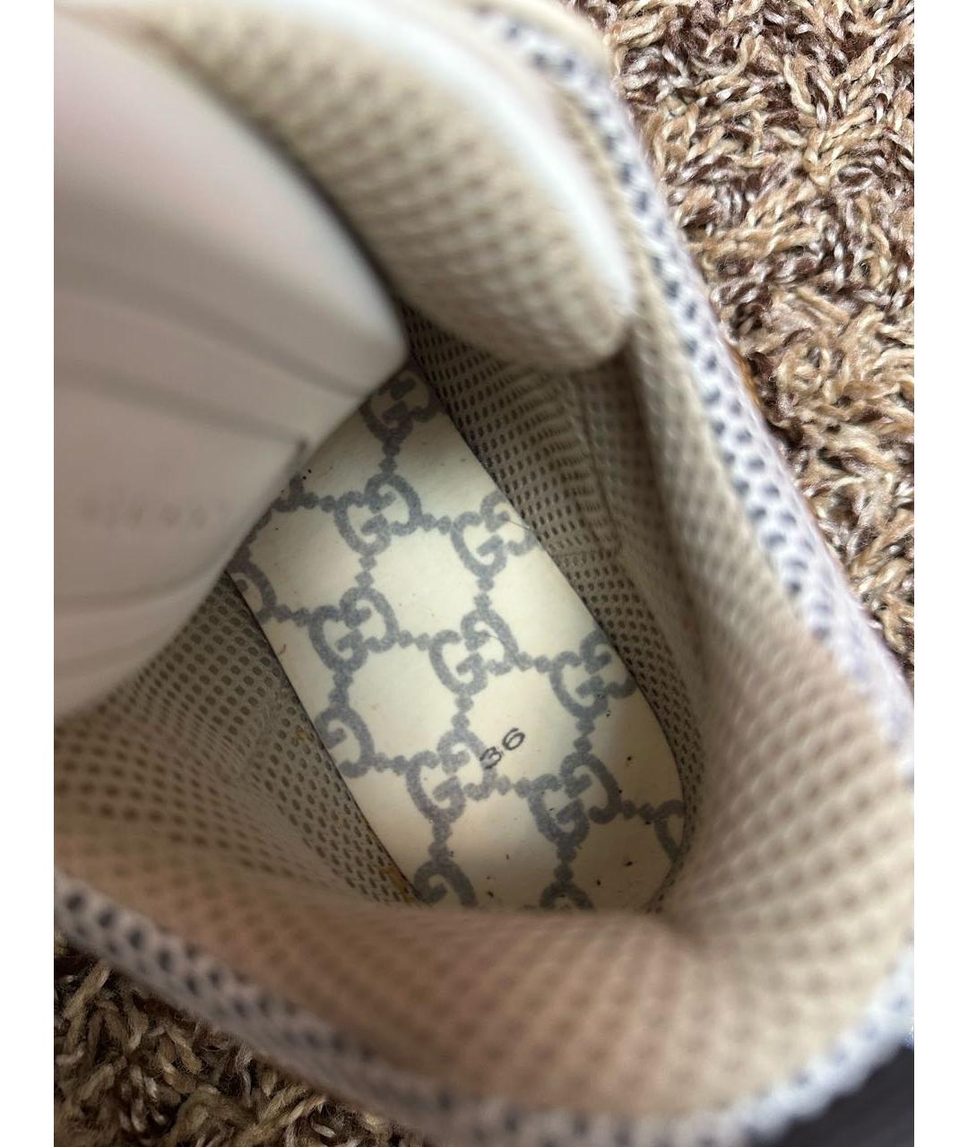 GUCCI Белые текстильные кроссовки, фото 6