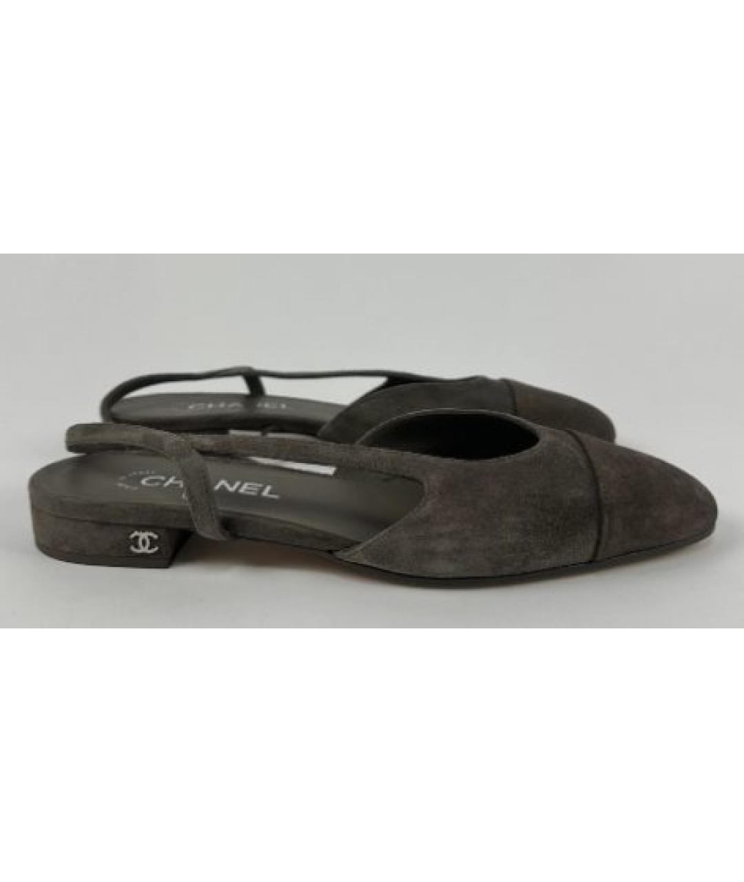 CHANEL Антрацитовые замшевые туфли, фото 6