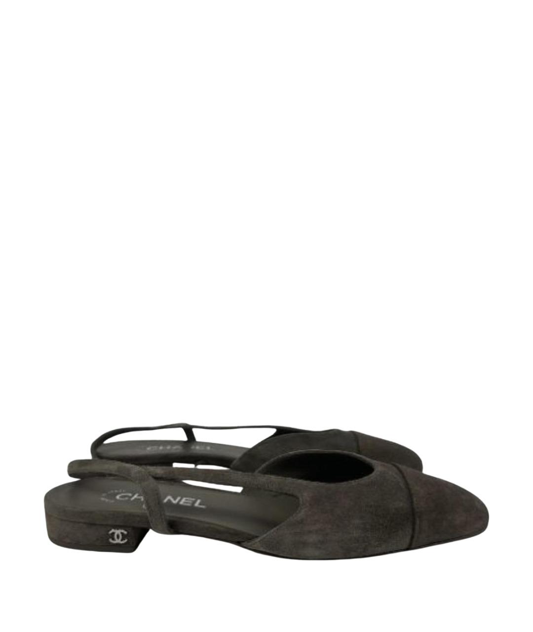 CHANEL Антрацитовые замшевые туфли, фото 1