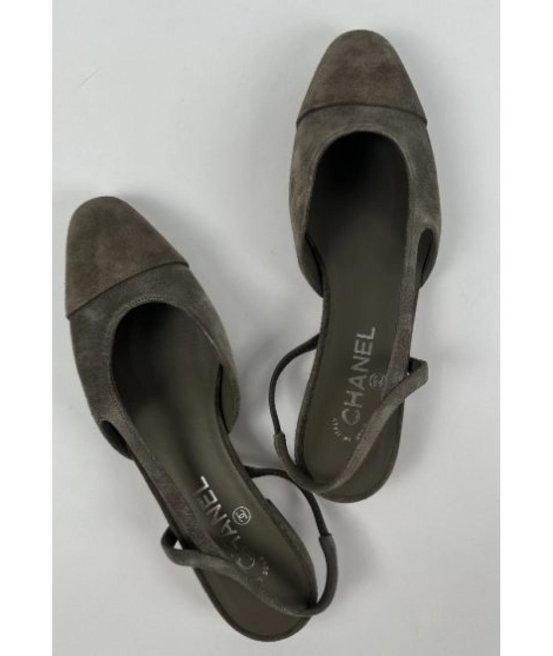 CHANEL Антрацитовые замшевые туфли, фото 2