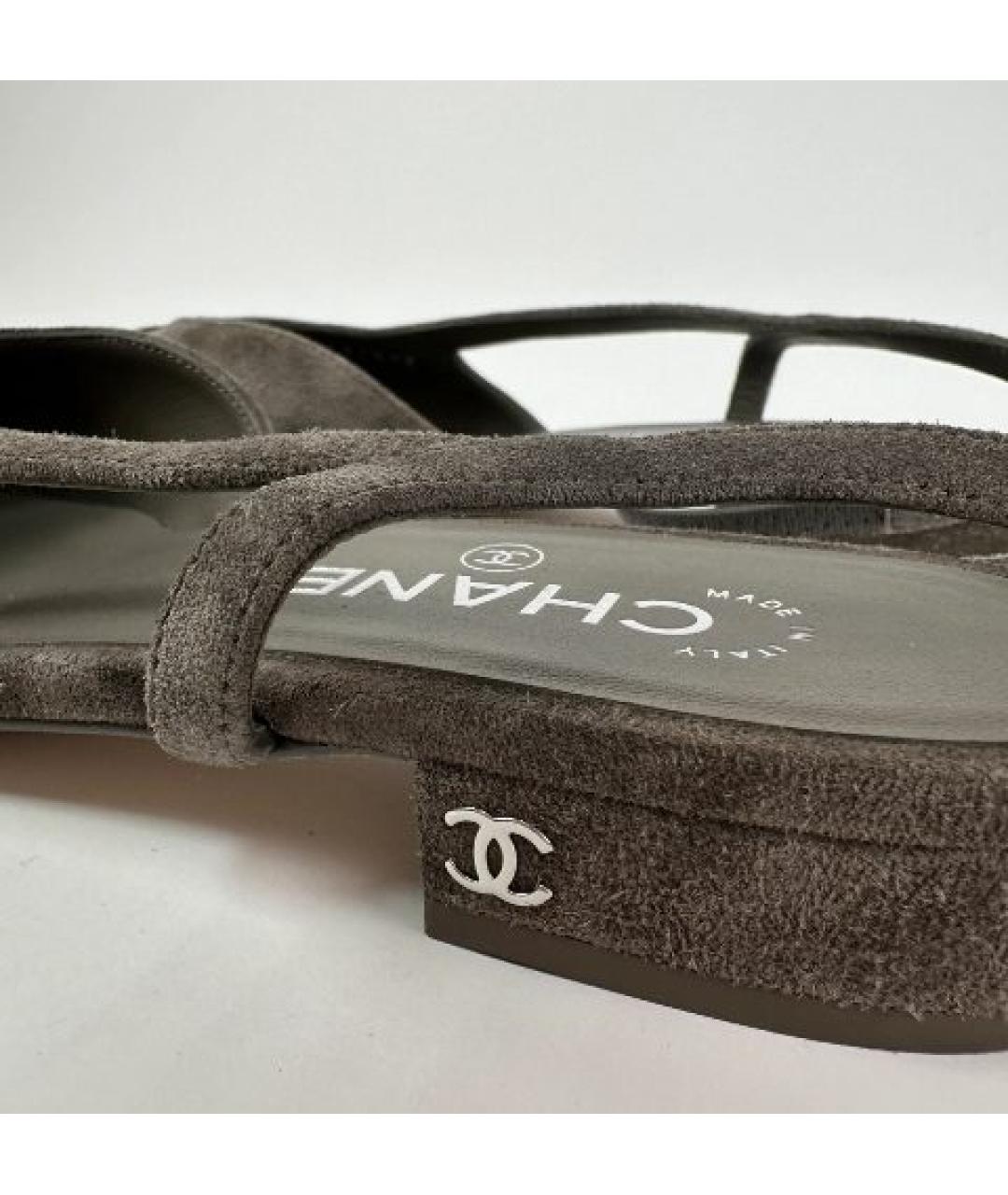 CHANEL Антрацитовые замшевые туфли, фото 4