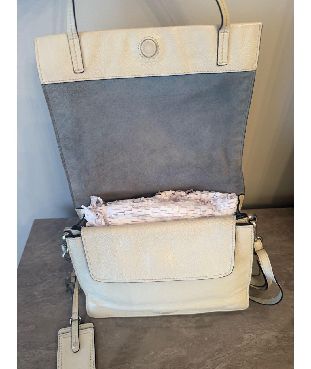 PRADA Белая кожаная сумка через плечо, фото 4