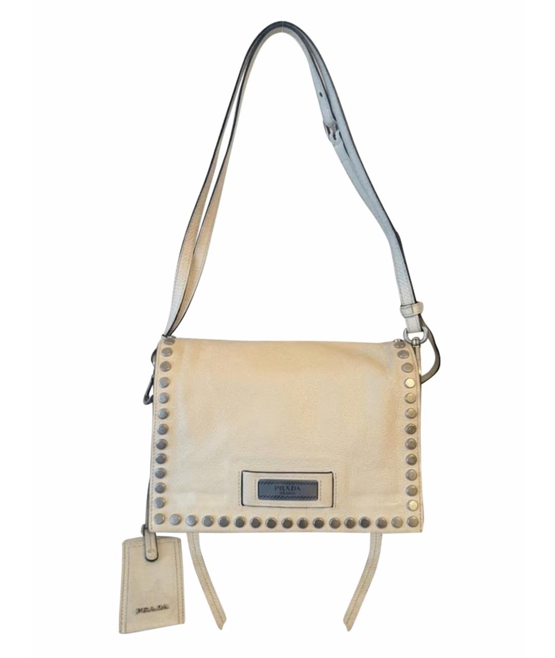 PRADA Белая кожаная сумка через плечо, фото 1