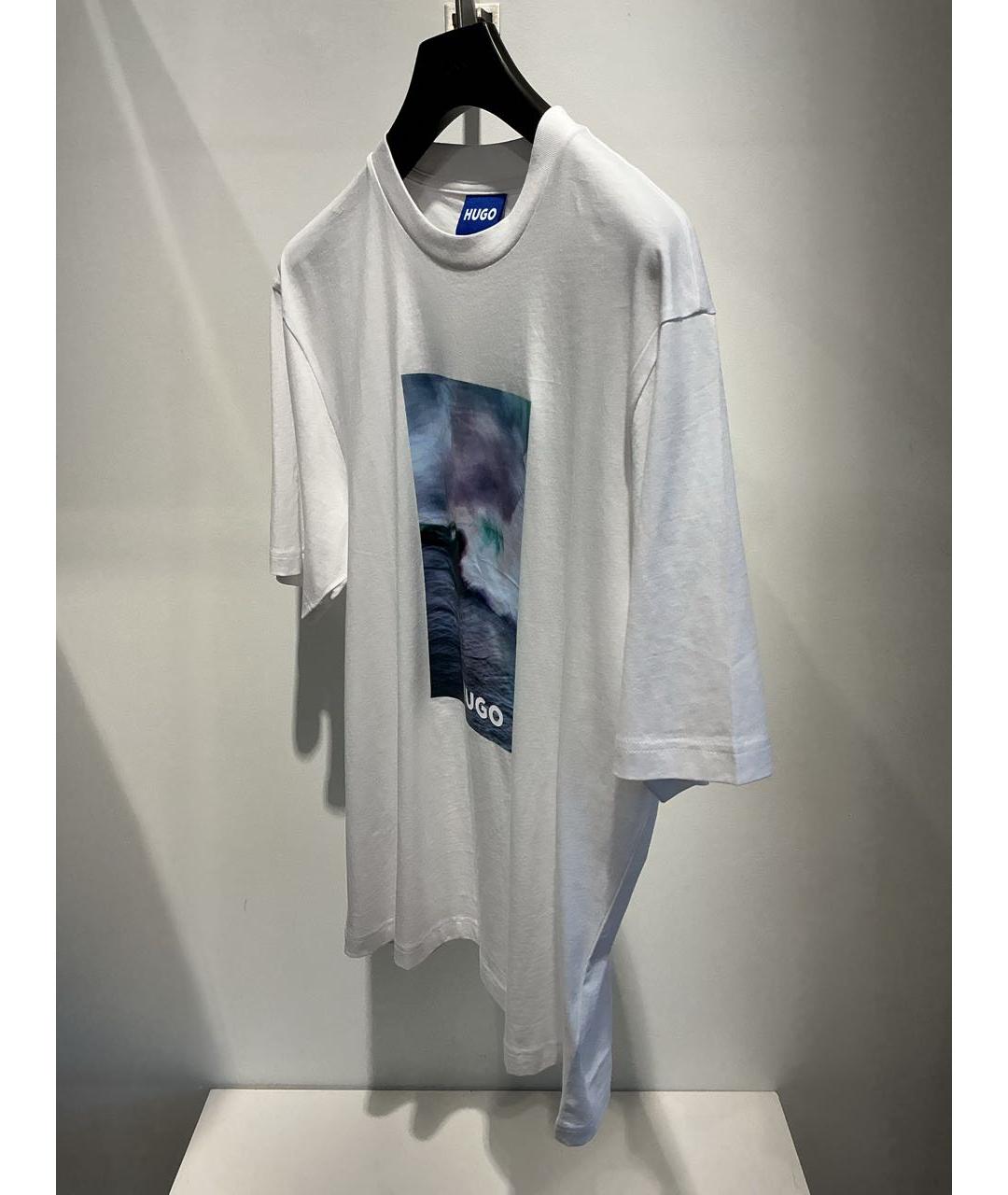 HUGO Белая хлопковая футболка, фото 3