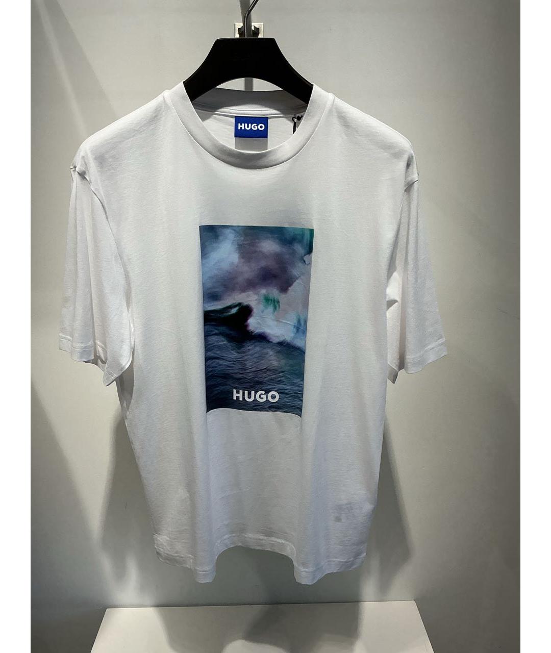HUGO Белая хлопковая футболка, фото 2