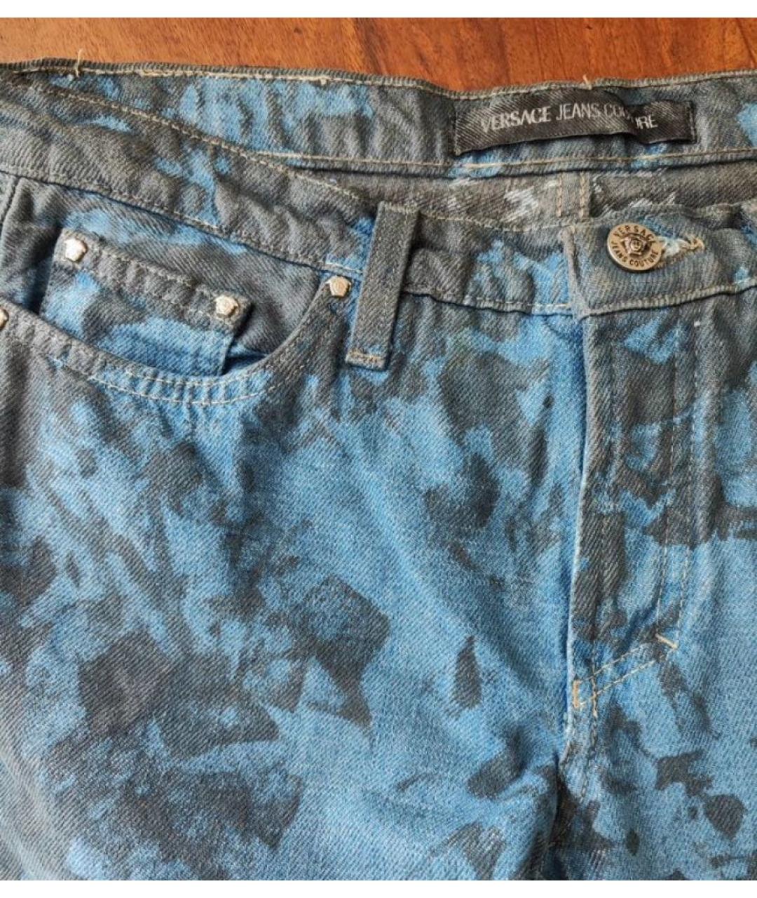 VERSACE JEANS COUTURE Темно-синие хлопковые прямые джинсы, фото 6