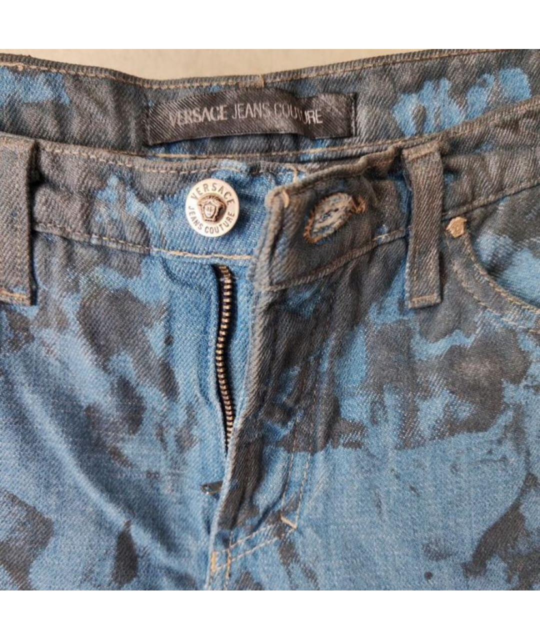 VERSACE JEANS COUTURE Темно-синие хлопковые прямые джинсы, фото 3