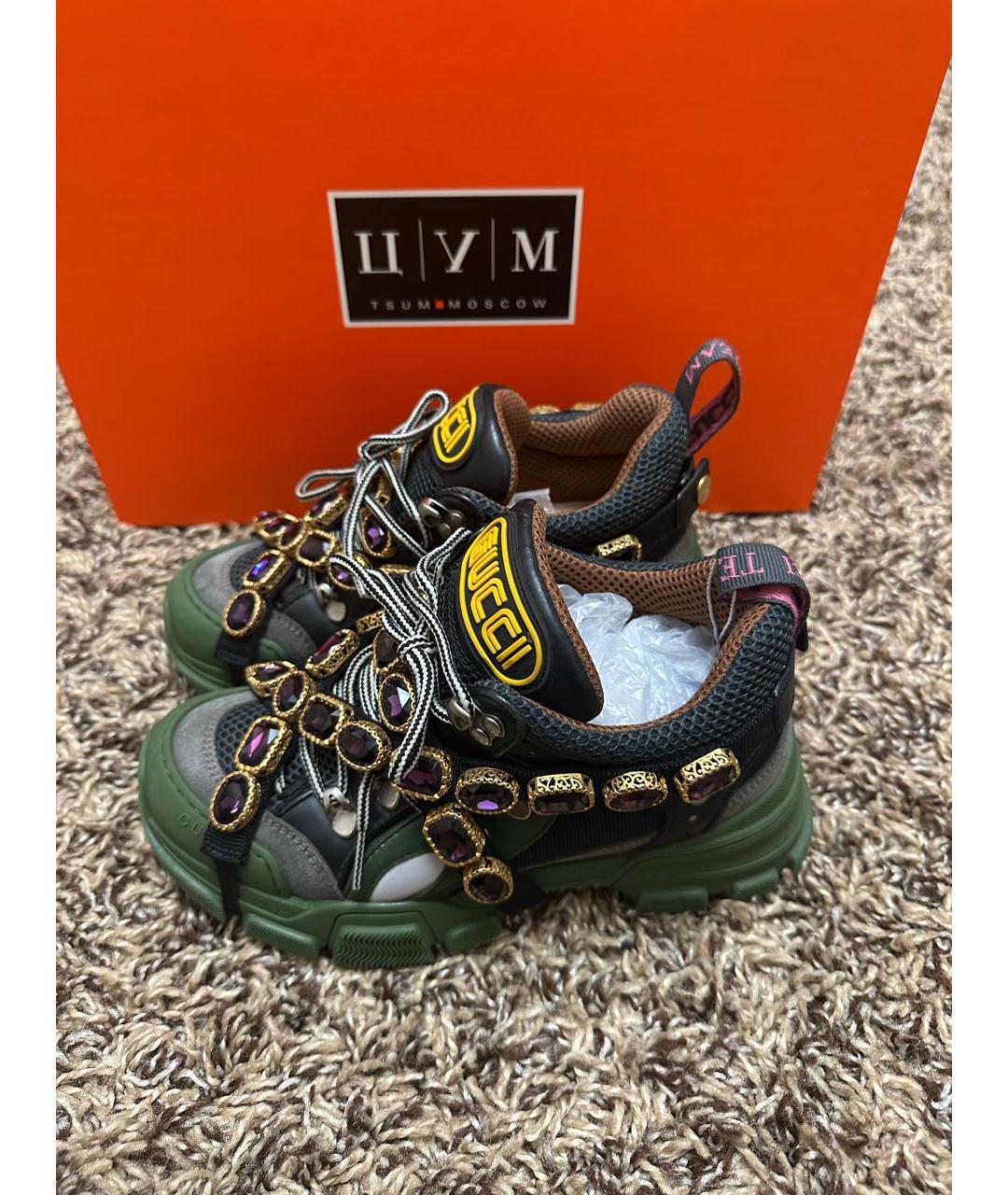 GUCCI Зеленые текстильные кроссовки, фото 3