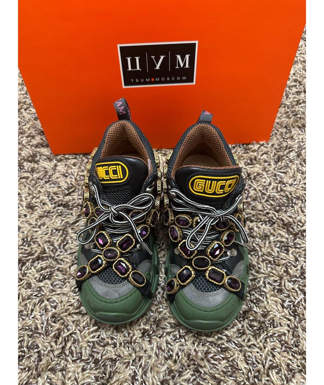 GUCCI Зеленые текстильные кроссовки, фото 4