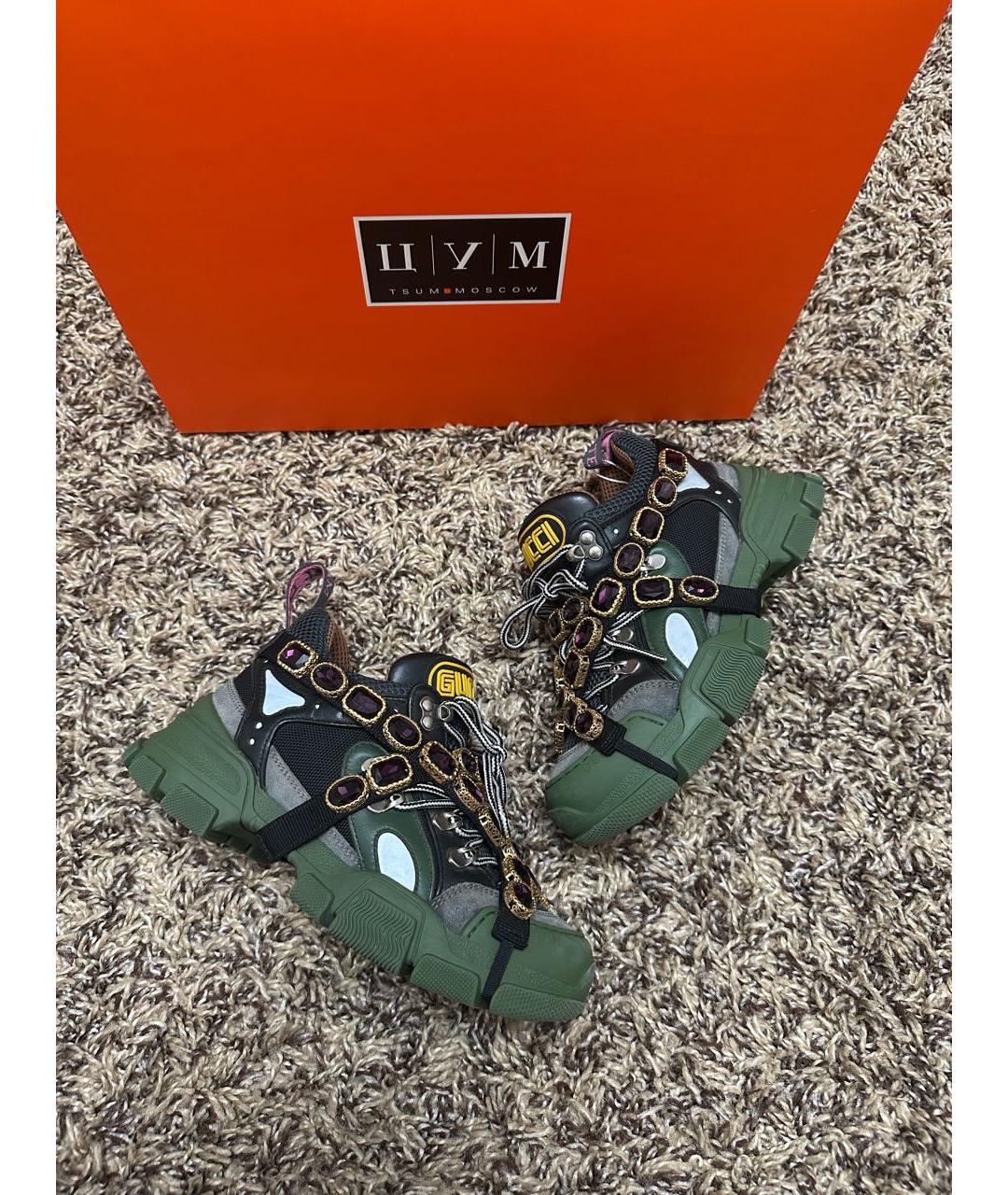 GUCCI Зеленые текстильные кроссовки, фото 9