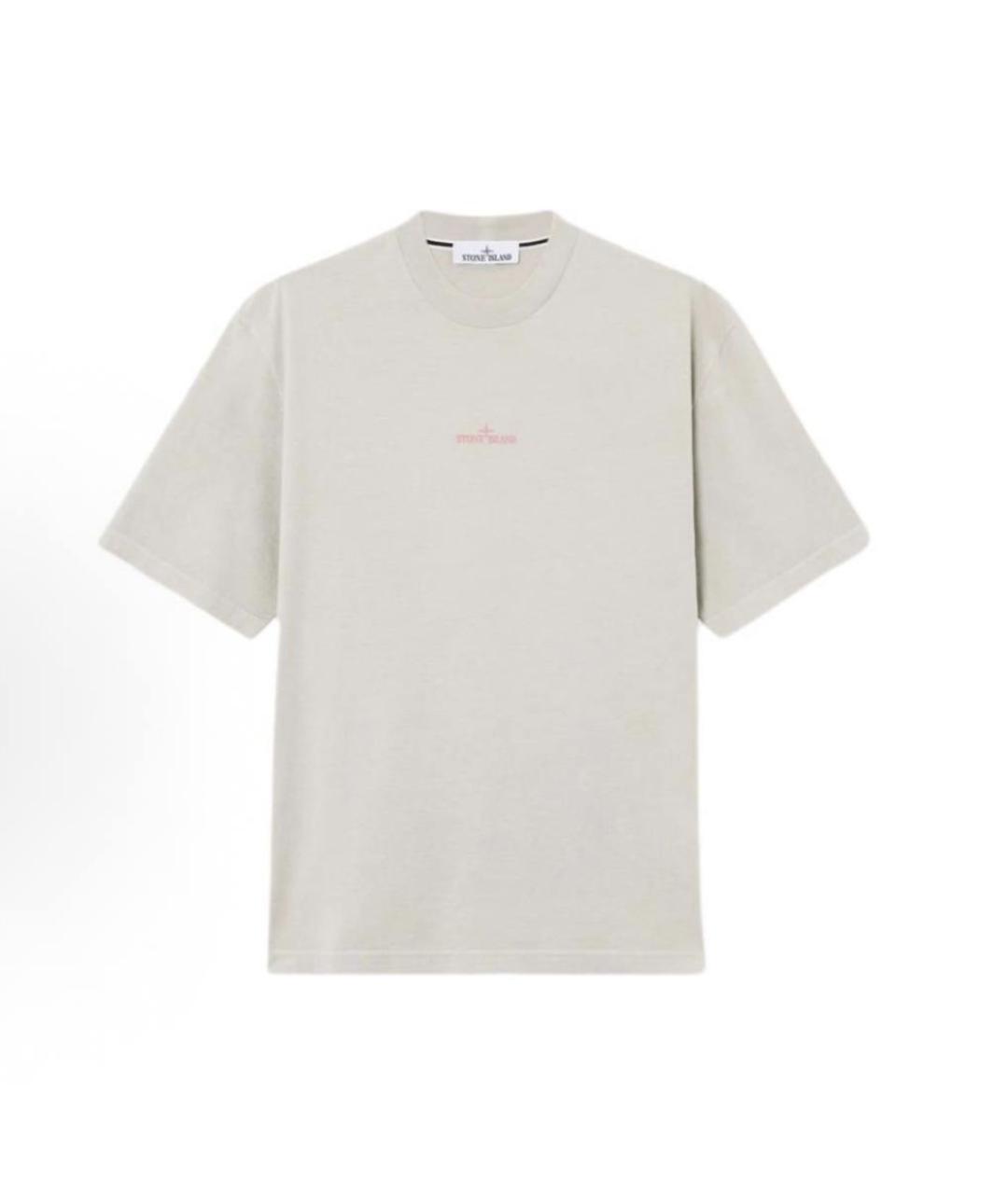 STONE ISLAND Бежевая хлопковая футболка, фото 3