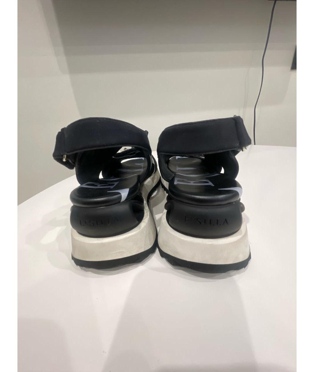 LE SILLA Черные текстильные сандалии, фото 4