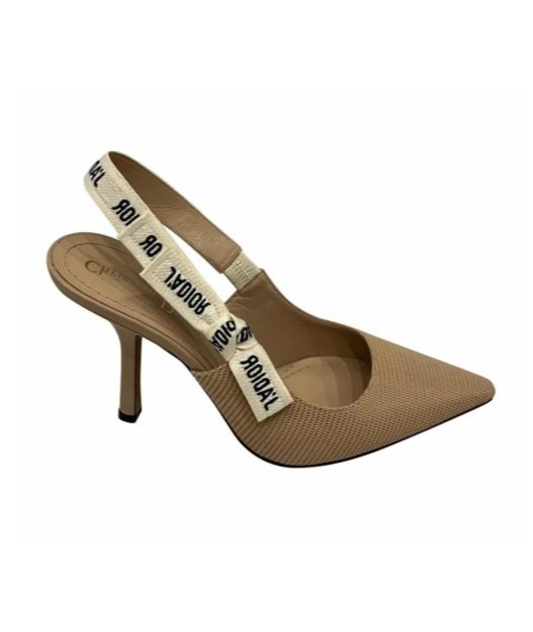 CHRISTIAN DIOR Бежевые текстильные туфли, фото 1