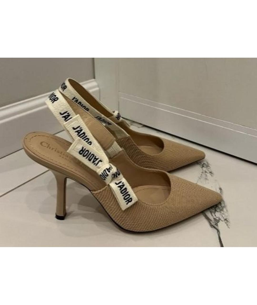 CHRISTIAN DIOR Бежевые текстильные туфли, фото 2