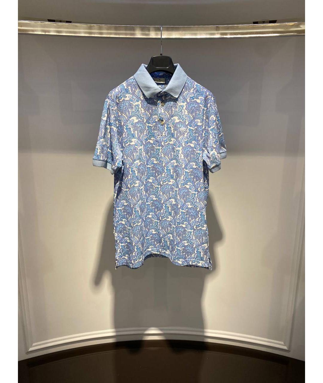 ETRO Голубое хлопковое поло с коротким рукавом, фото 2