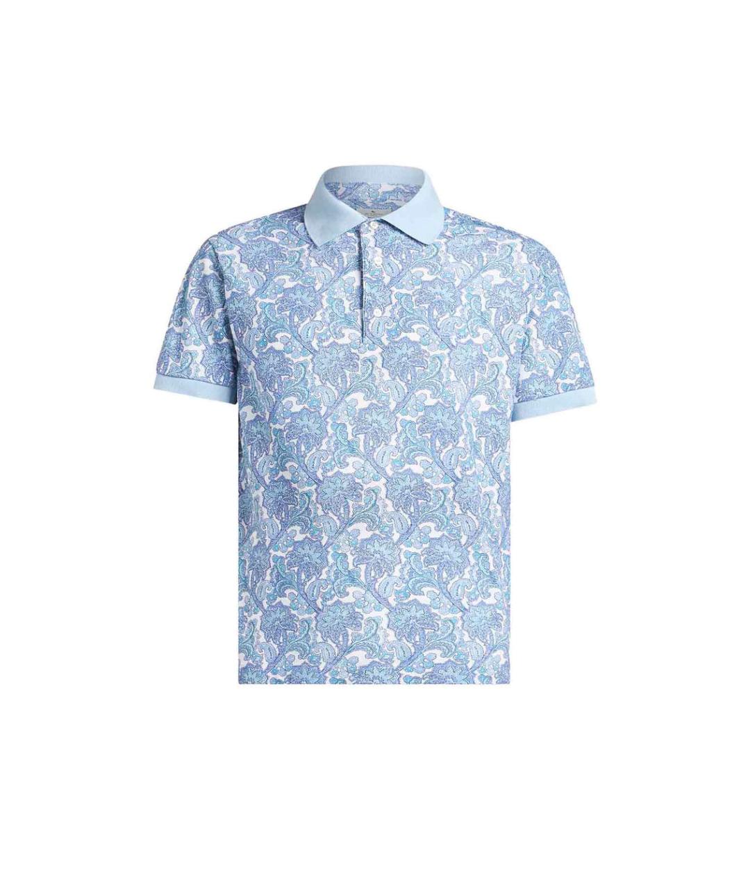 ETRO Голубое хлопковое поло с коротким рукавом, фото 1