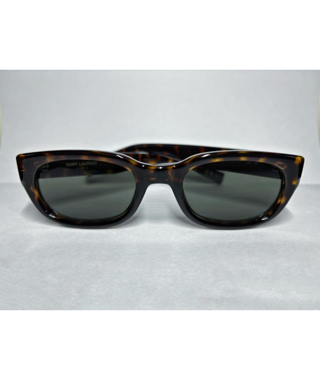 SAINT LAURENT Коричневые пластиковые солнцезащитные очки, фото 4