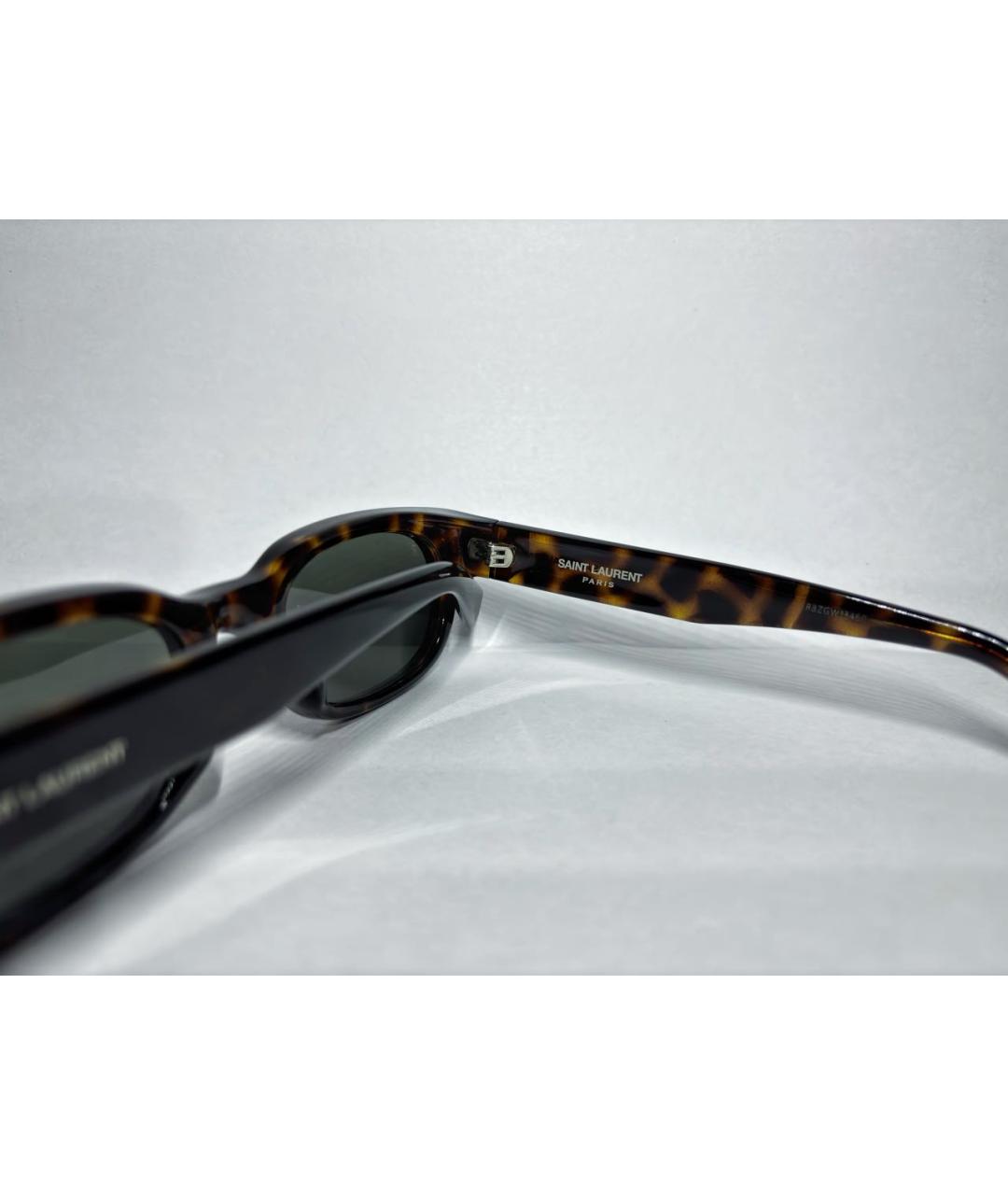 SAINT LAURENT Коричневые пластиковые солнцезащитные очки, фото 3