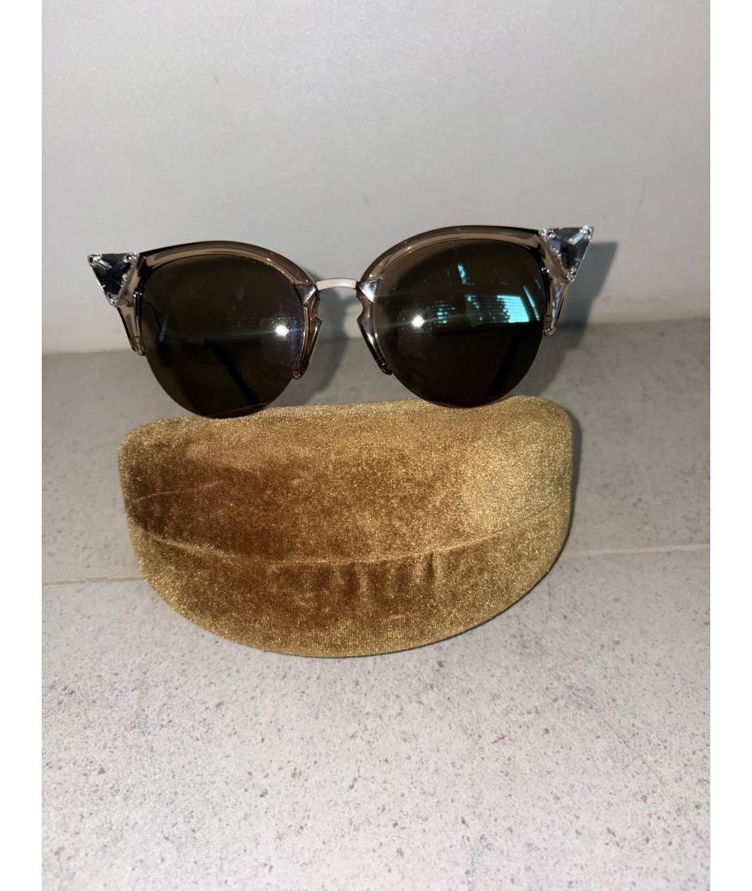 FENDI Коричневые пластиковые солнцезащитные очки, фото 4