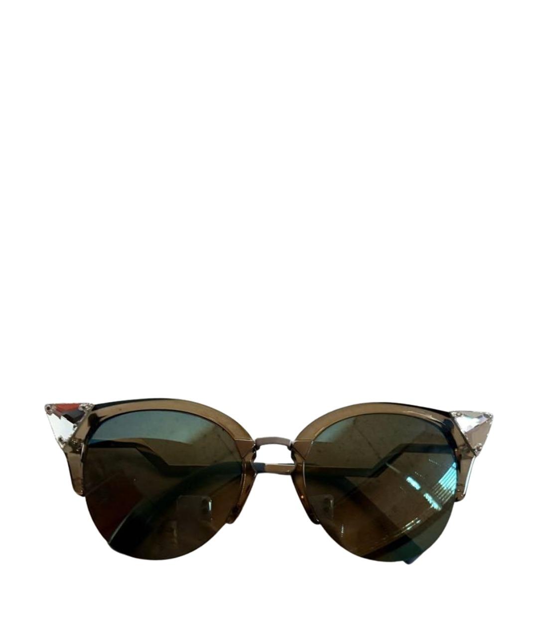 FENDI Коричневые пластиковые солнцезащитные очки, фото 1