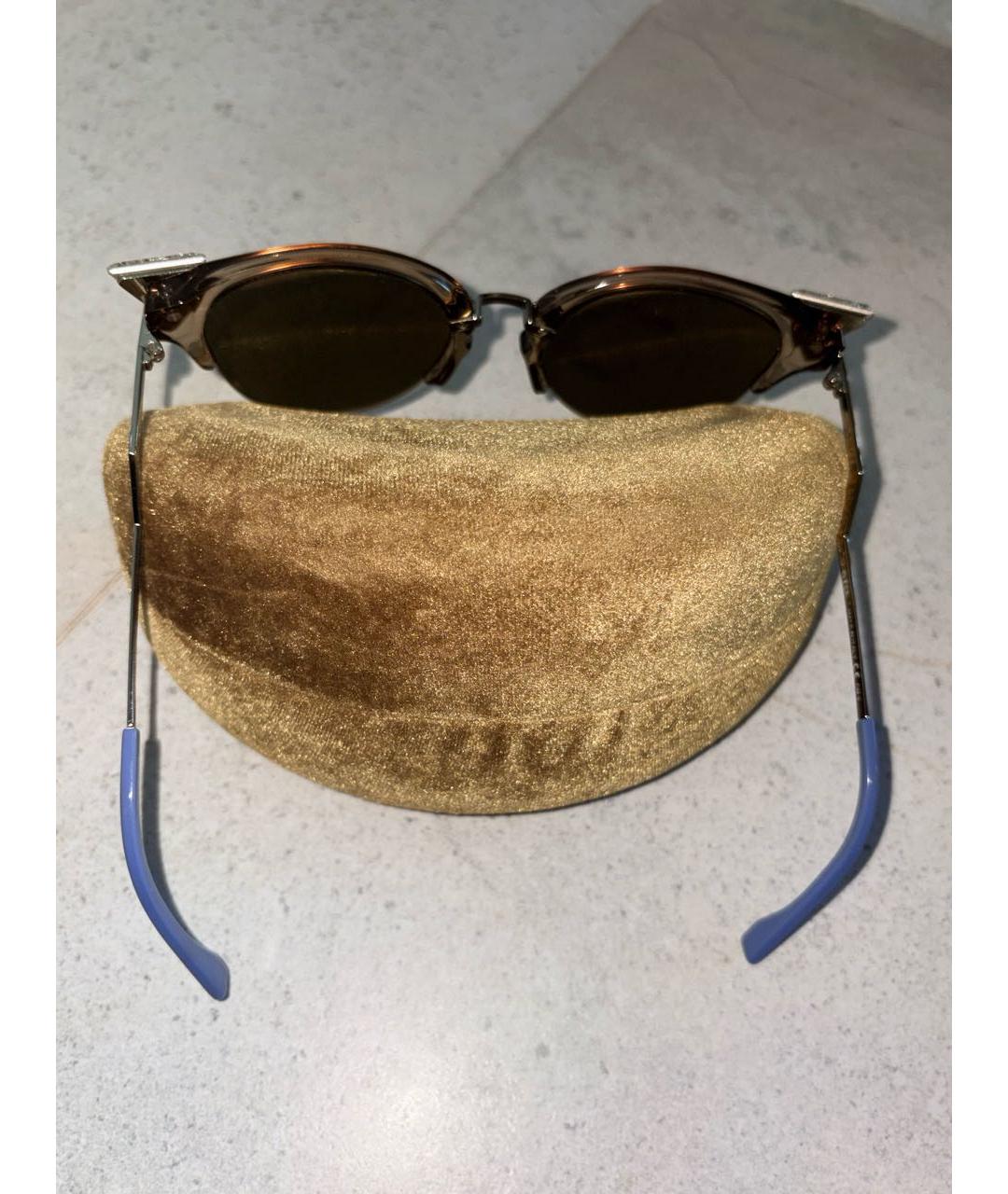 FENDI Коричневые пластиковые солнцезащитные очки, фото 7
