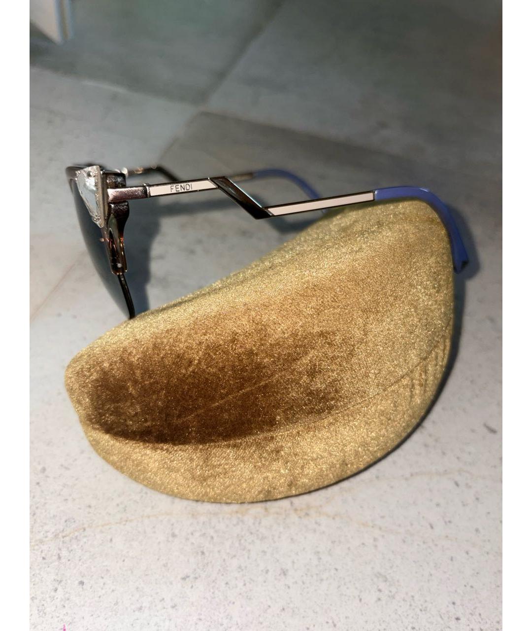 FENDI Коричневые пластиковые солнцезащитные очки, фото 5