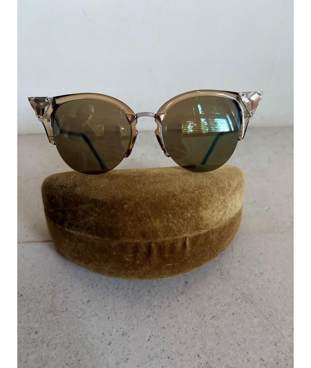 FENDI Коричневые пластиковые солнцезащитные очки, фото 3