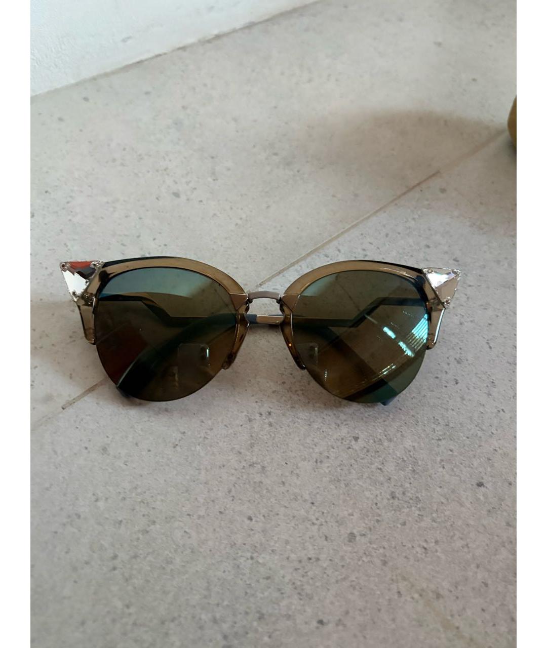 FENDI Коричневые пластиковые солнцезащитные очки, фото 9