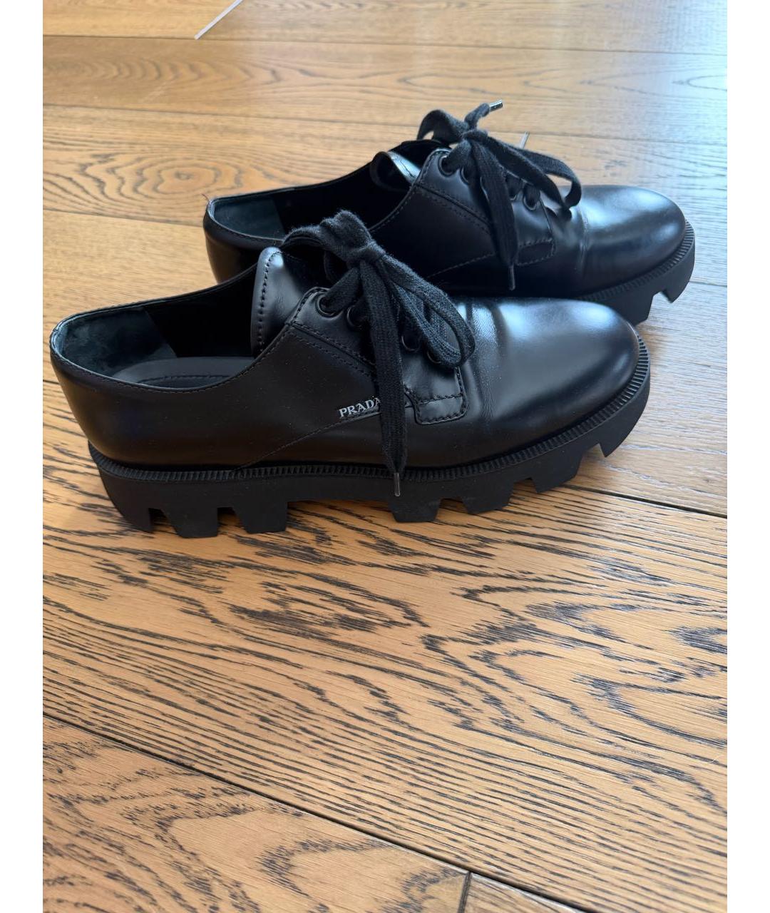 PRADA Черные кожаные брогги и оксфорды, фото 5