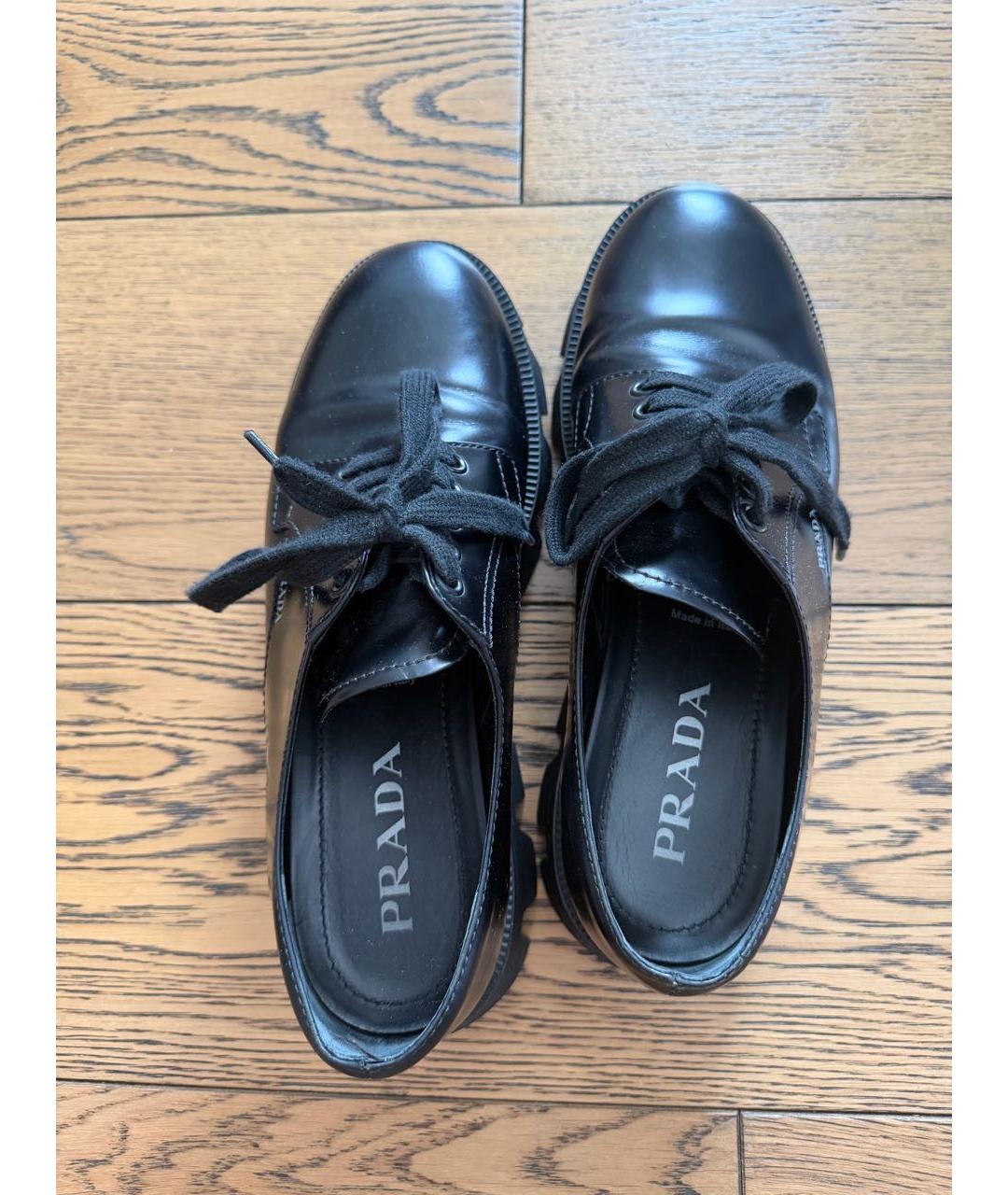 PRADA Черные кожаные брогги и оксфорды, фото 3