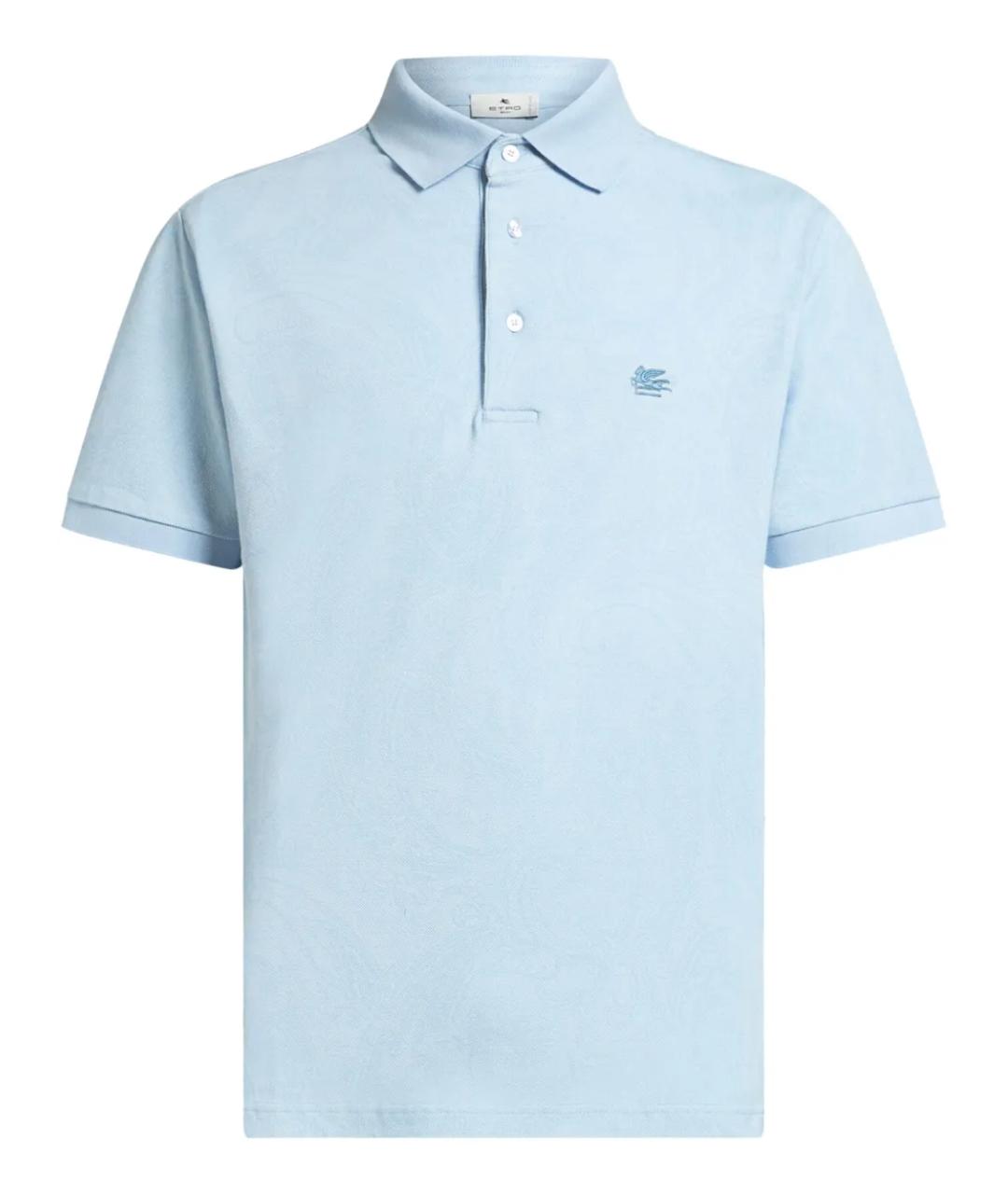 ETRO Голубое хлопковое поло с коротким рукавом, фото 1