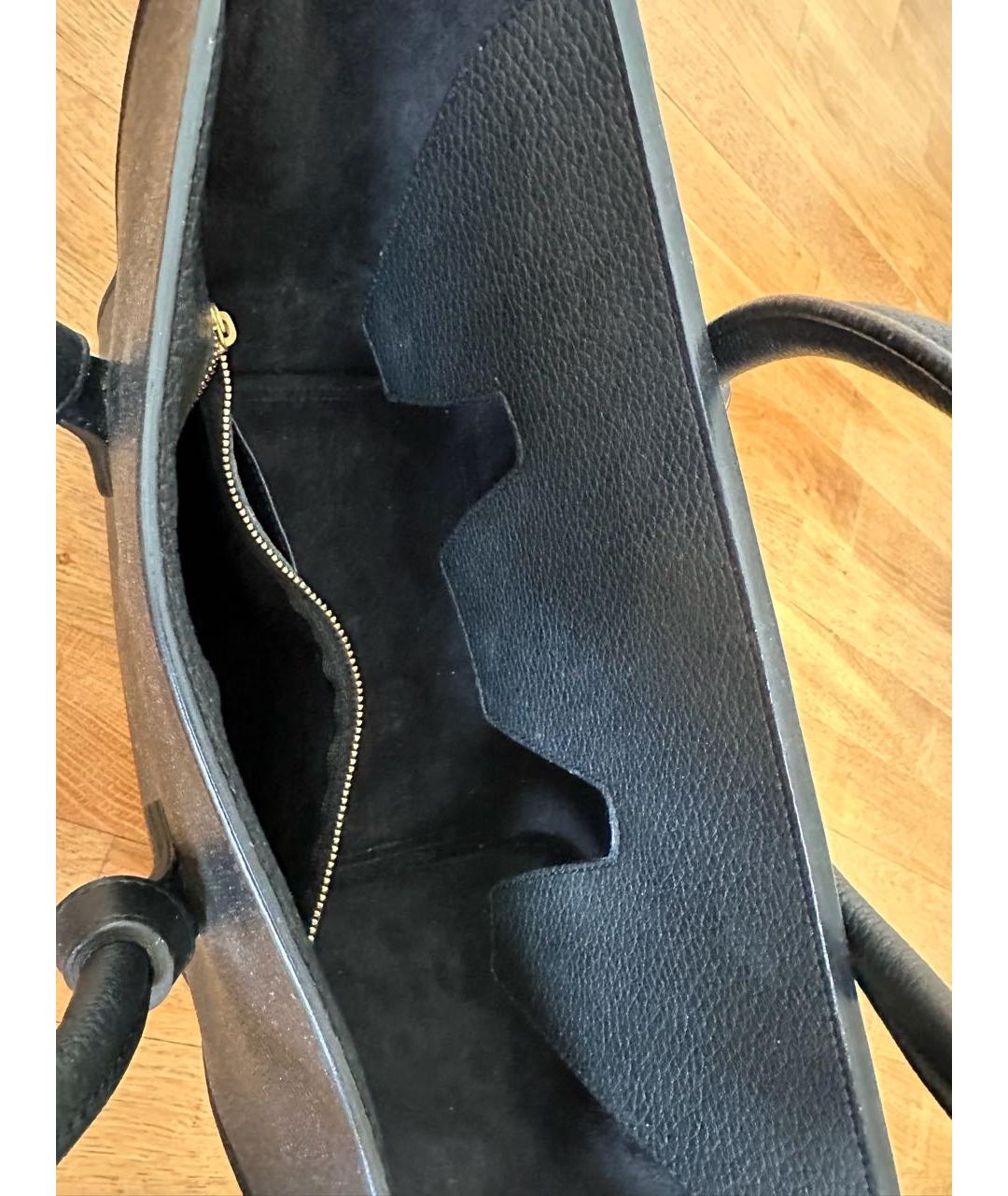 CELINE Черная кожаная сумка с короткими ручками, фото 6