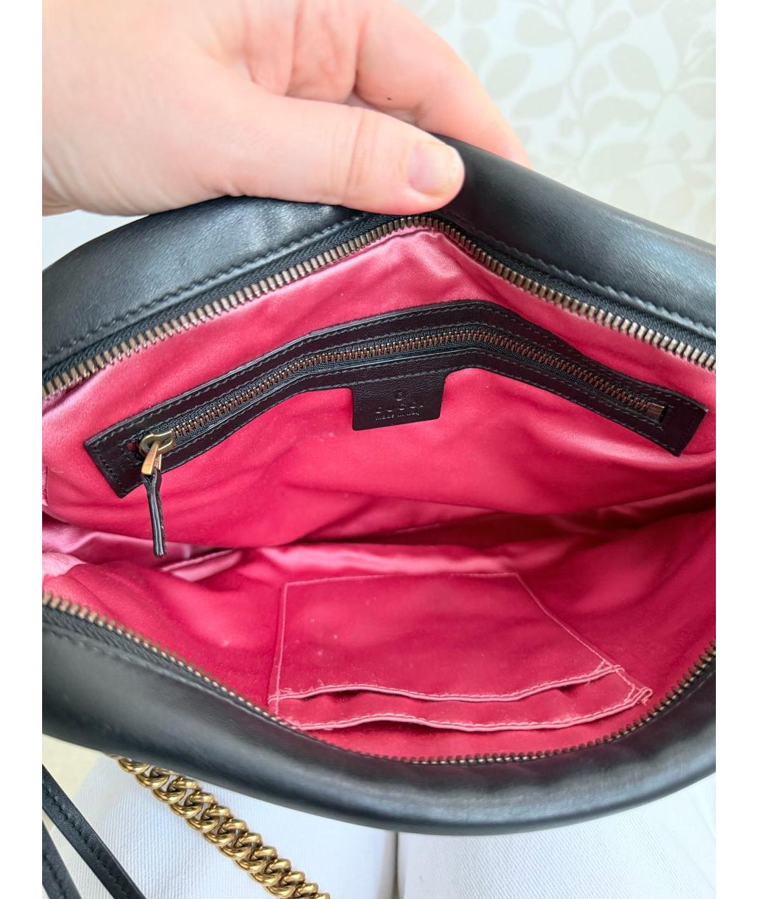 GUCCI Черная кожаная сумка через плечо, фото 4