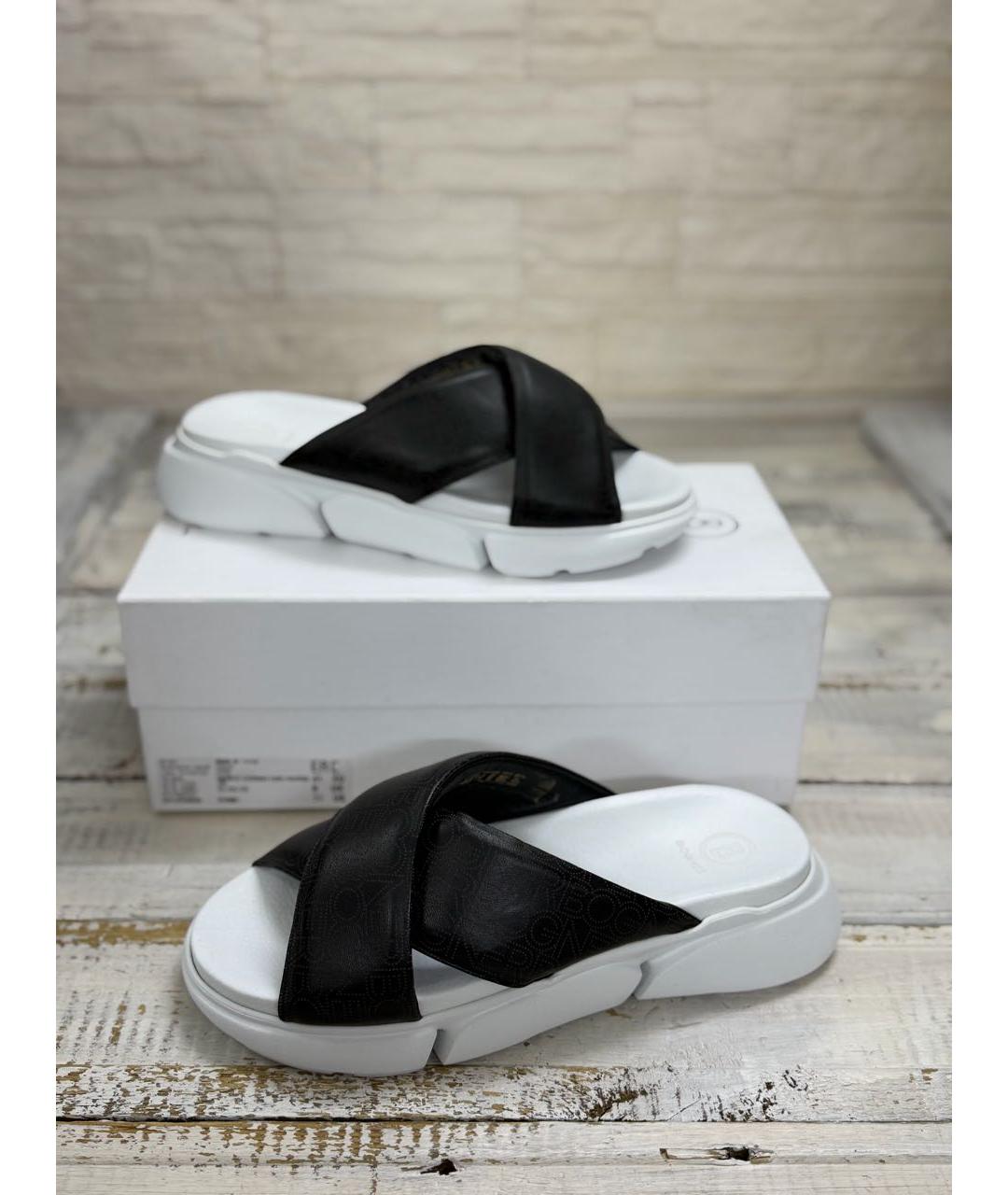 BOGNER Черные кожаные шлепанцы, фото 6