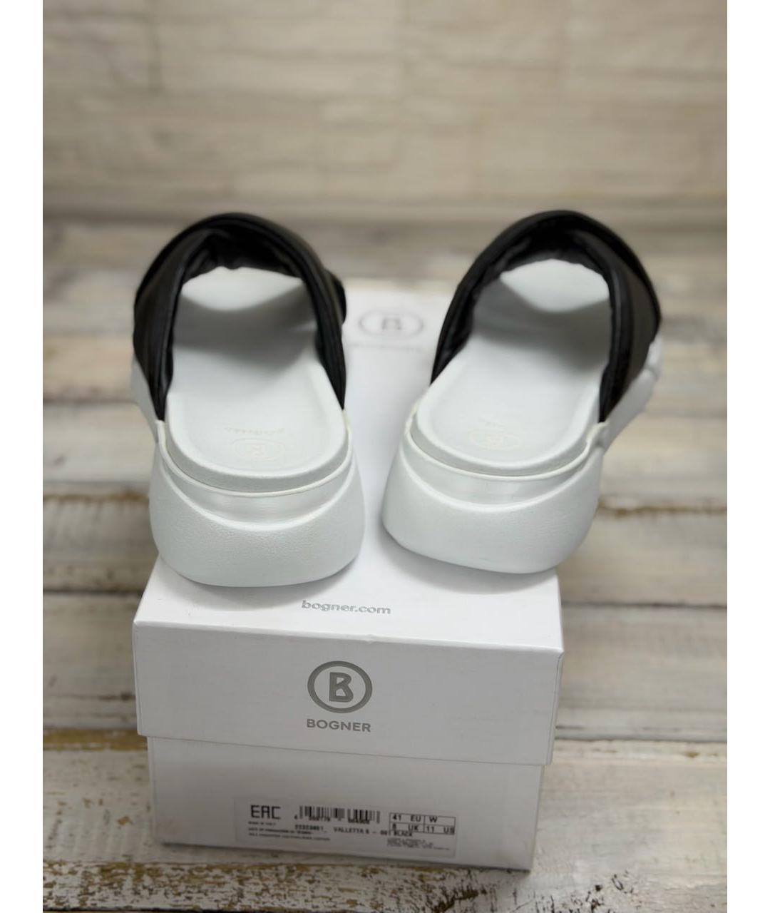 BOGNER Черные кожаные шлепанцы, фото 4