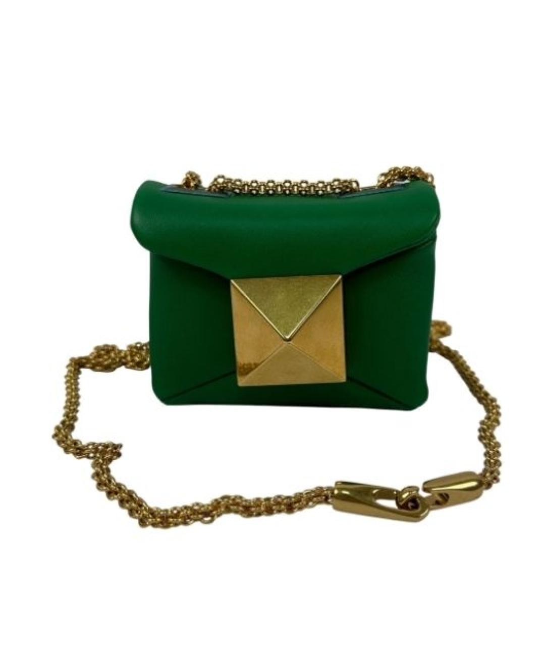 VALENTINO Зеленая кожаная сумка через плечо, фото 2