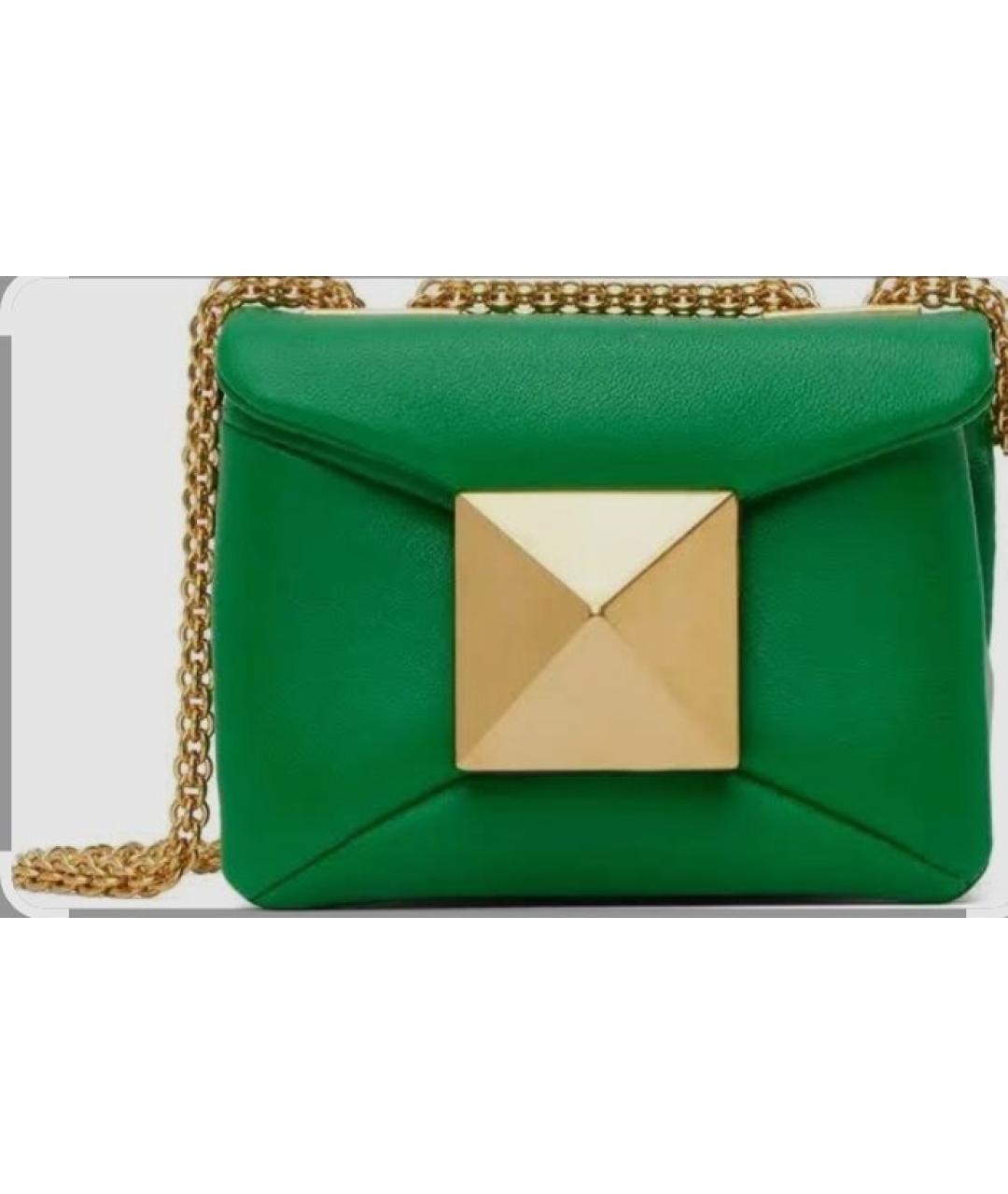 VALENTINO Зеленая кожаная сумка через плечо, фото 9