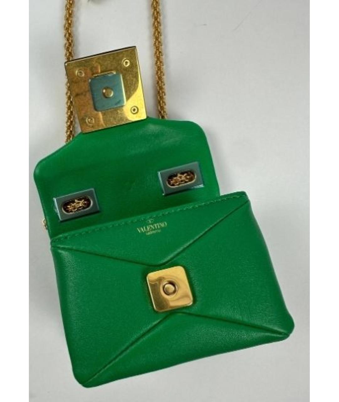 VALENTINO Зеленая кожаная сумка через плечо, фото 7