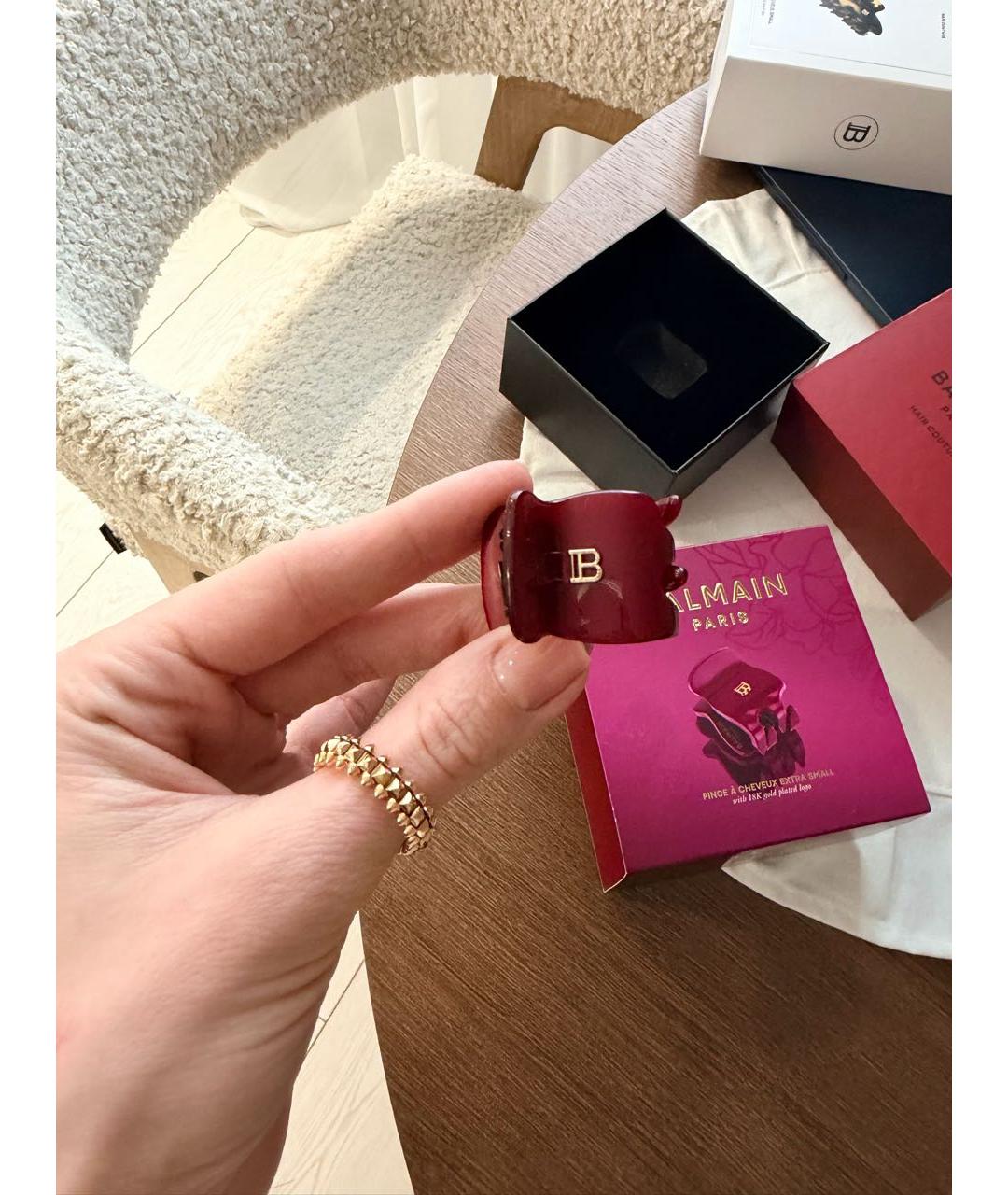 BALMAIN Бордовая заколка, фото 7